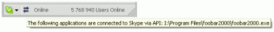 Skype API is used by player
